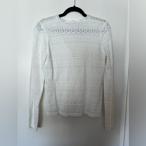 Sezane White Crochet Button-Front Women’s Cardigan - Picture 2 of 6